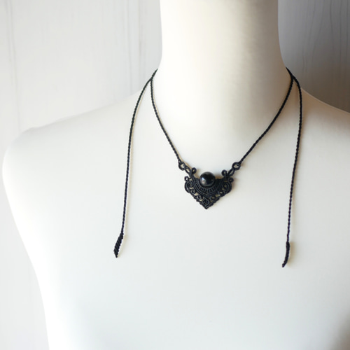 再販⭐︎天然石⭐︎モリオン(黒水晶)マクラメネックレス