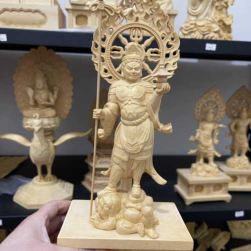 極上品 毘沙門天 職人手作り 木彫仏像 精密細工 彫刻 仏教工芸品 彫刻