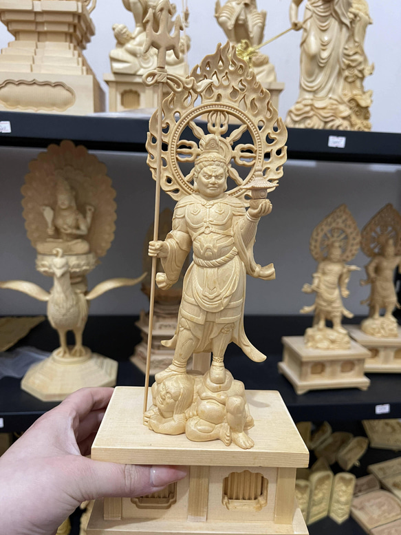 極上品 毘沙門天 職人手作り 木彫仏像 精密細工 彫刻 仏教工芸品 彫刻