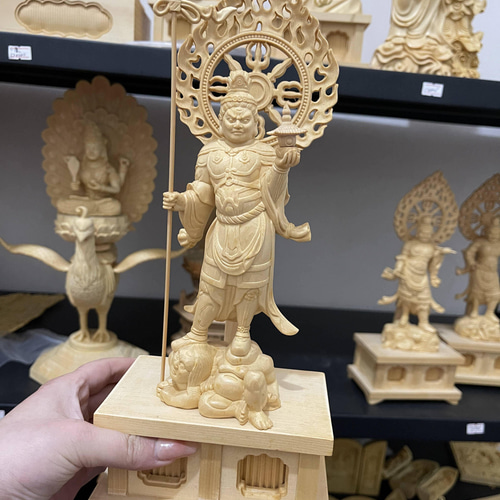 極上品 毘沙門天 職人手作り 木彫仏像 精密細工 彫刻 仏教工芸品 彫刻