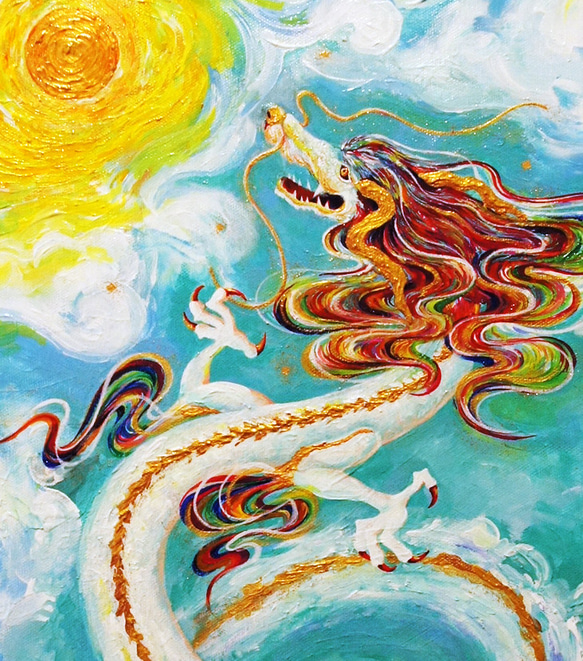 ポスター【龍の絵】龍 龍神 ドラゴン 空 太陽 インテリア 玄関 リビング 壁 絵 アート A4 A3 A2 3枚目の画像