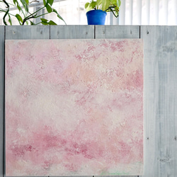 春満開の桜色のアートパネル（Cherry #530090）砂糖菓子のようなやさしい風合い　珪藻土＋アクリル絵具原画 2枚目の画像