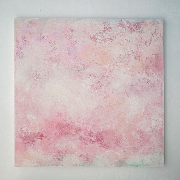春満開の桜色のアートパネル（Cherry #530090）砂糖菓子のようなやさしい風合い　珪藻土＋アクリル絵具原画 1枚目の画像