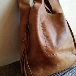 【vintage】leather my bag Ｍ　ブラウン　オイルシュリンクレザー 6枚目の画像