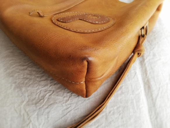 【vintage】leather my bag Ｍ　ブラウン　オイルシュリンクレザー 16枚目の画像