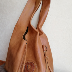 【vintage】leather my bag Ｍ　ブラウン　オイルシュリンクレザー 2枚目の画像