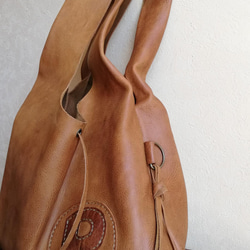 【vintage】leather my bag Ｍ　ブラウン　オイルシュリンクレザー 3枚目の画像