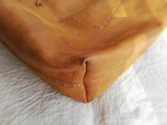 【vintage】leather my bag Ｍ　ブラウン　オイルシュリンクレザー 18枚目の画像