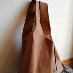 【vintage】leather my bag Ｍ　ブラウン　オイルシュリンクレザー 5枚目の画像