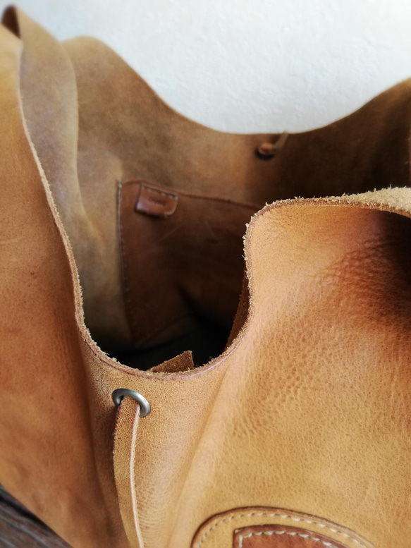 【vintage】leather my bag Ｍ　ブラウン　オイルシュリンクレザー 8枚目の画像