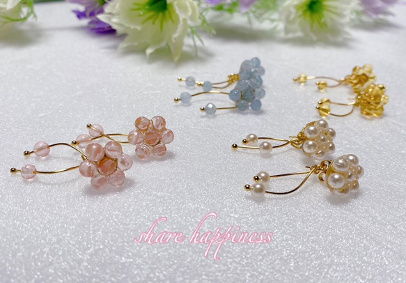 春☆お花☆フラワー☆チェリークォーツ♡ バックキャッチピアス　2WAY アレルギー対応　 9枚目の画像