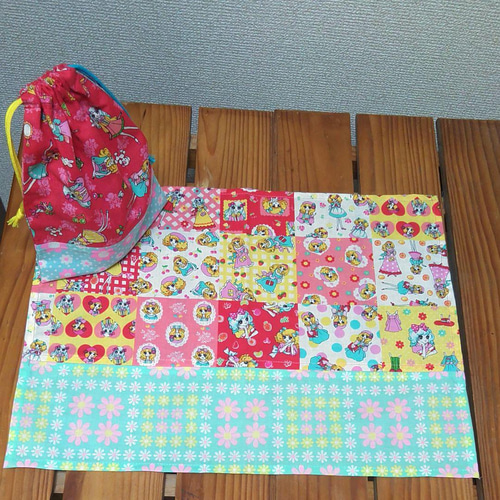 【入園・入学準備】アニマル ランチマット＆給食袋／巾着／コップ袋 入園・入学準備】アニマル ランチマット＆給食袋／巾着／コップ袋