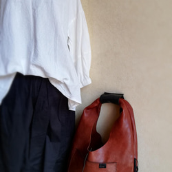 one shoulder bag　ブラウン✗ブラック　オイルシュリンクレザー 13枚目の画像