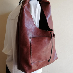 one shoulder bag　ブラウン✗ブラック　オイルシュリンクレザー 14枚目の画像