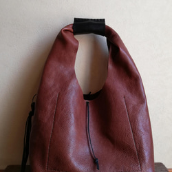 one shoulder bag　ブラウン✗ブラック　オイルシュリンクレザー 6枚目の画像