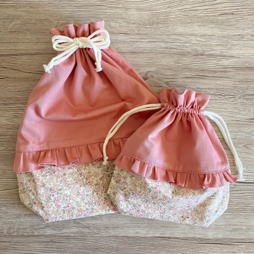 ハンドメイド　巾着袋　フリル巾着　女の子　花柄 楽天市場】体操服入れ 巾着 大 日本製 かわいい フリル付き 女の子