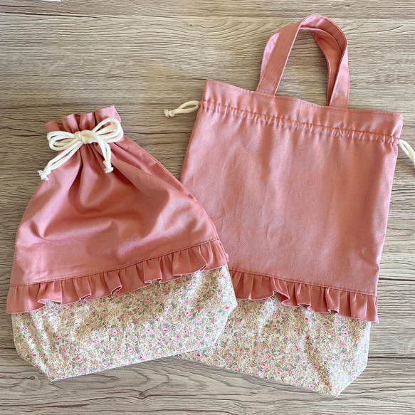 ハンドメイド　巾着袋　フリル巾着　女の子　花柄 入園・入学準備】子どもが喜ぶフリル付きの巾着袋の作り方