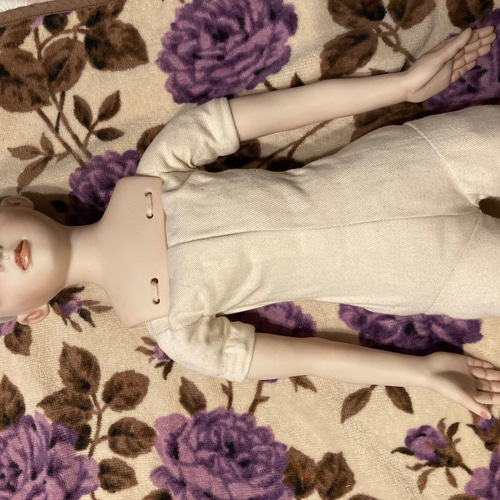 創作ビスクドール人形 桃色のアンティーク着物の女の子 その他人形