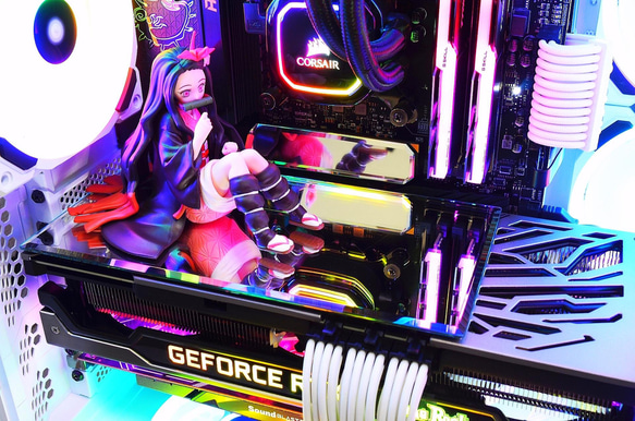 GPUトップミラー【ゲーミングPC用・フィギュア設置・サンゴバン高透明ミラー】 6枚目の画像