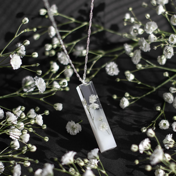 カスミソウのペンダント【Gypsophila PureWhite】 ネックレス