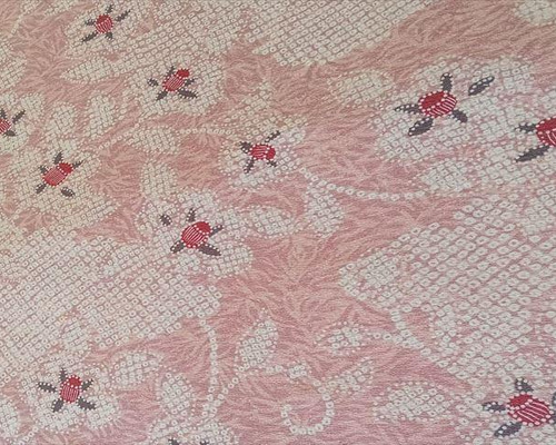 小紋 金彩 椿模様 正絹 反物（椿柄着物の通販 | 和服・和雑貨の