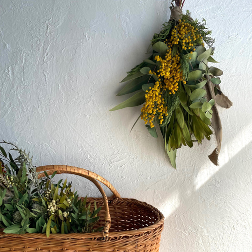 sale】ミモザとユーカリのドライフラワー スワッグB ブーケ ドライ  