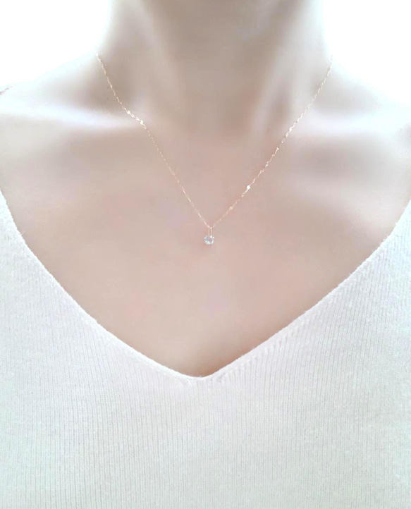 【アクアマリン】3月誕生石✴︎2way K10YG New Simple Necklace 2枚目の画像