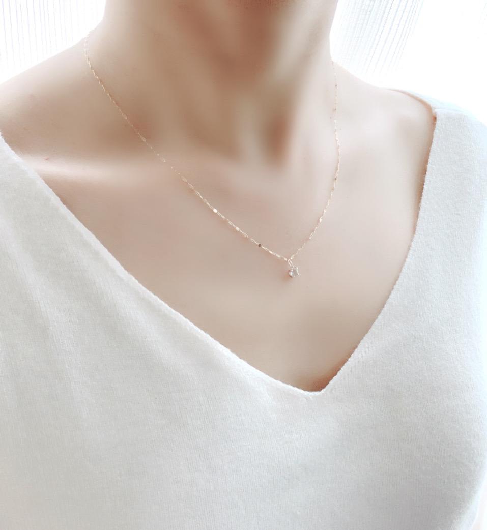 【アクアマリン】3月誕生石✴︎2way K10YG New Simple Necklace