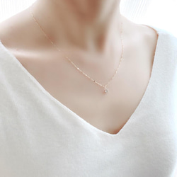 【アクアマリン】3月誕生石✴︎2way K10YG New Simple Necklace 1枚目の画像