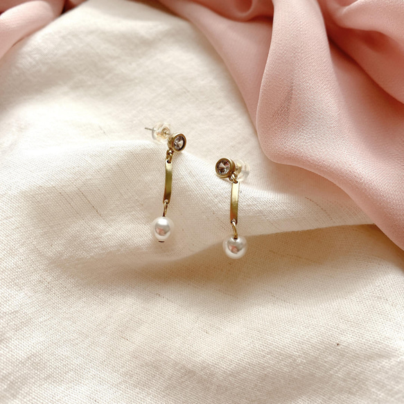 舒適圈- 珍珠 黃銅耳環-可改夾 第5張的照片
