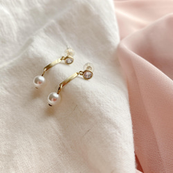 舒適圈- 珍珠 黃銅耳環-可改夾 第1張的照片