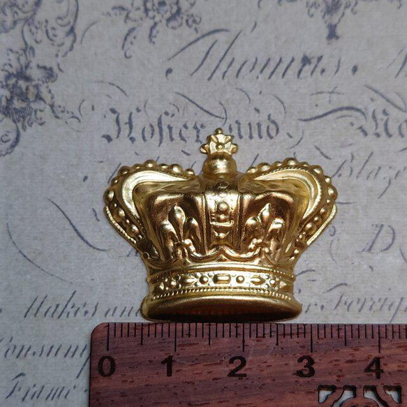 BEHOLD− クラウン 1個 王冠 真鍮製 アメリカ製 パーツ スタンピング ヴィンテージ風 4枚目の画像