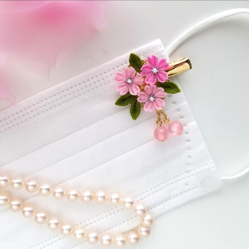 マスク チャーム コサージュ つまみ細工 桜 サクラ その他アクセサリー