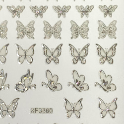 82 【送料無料】蝶バタフライ 銀シルバー ネイルアートシール 8枚目の画像