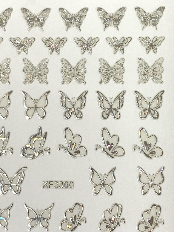 82 【送料無料】蝶バタフライ 銀シルバー ネイルアートシール 8枚目の画像