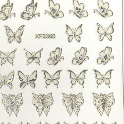 82 【送料無料】蝶バタフライ 銀シルバー ネイルアートシール 6枚目の画像