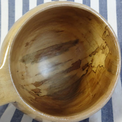 面白い滲みのある古木の一木彫りコーヒーカップ 8枚目の画像