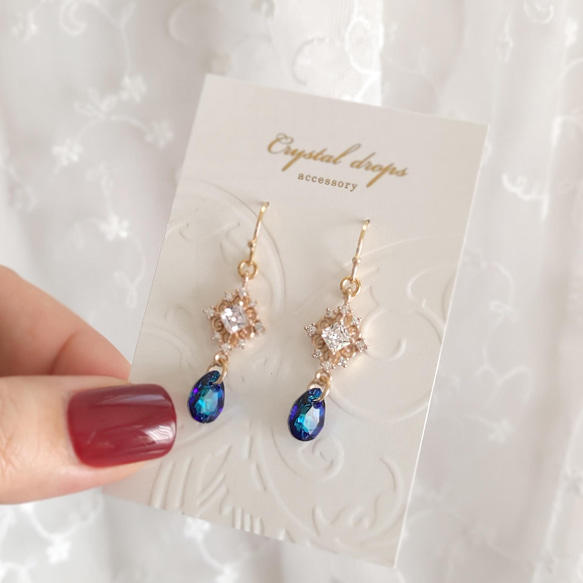 百慕大藍 | Glitter elegant elegant crystal bijou earrings (earrings) 第6張的照片