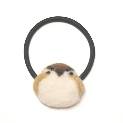 ぷっくりスズメのヘアゴム 小鳥 羊毛フェルト ヘアゴム okayu 通販  
