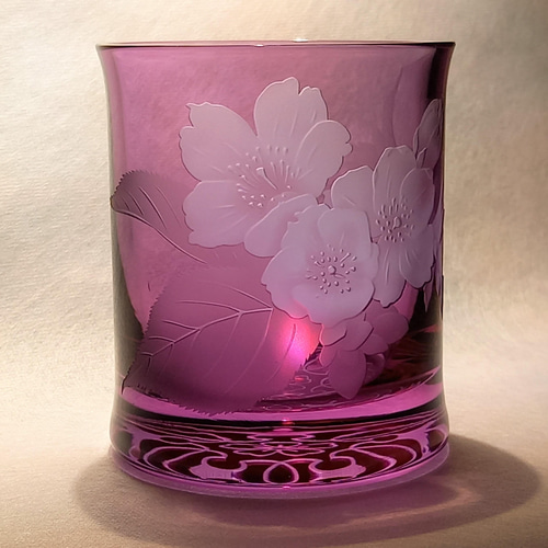 再販】「桜」 ロックグラス サンドブラスト グラス 恋するグラス