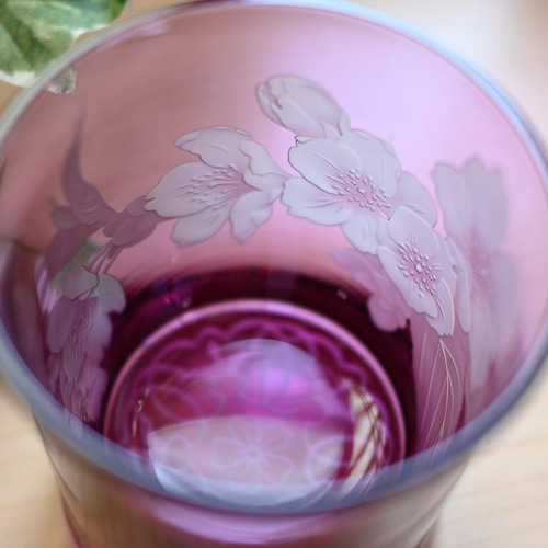 再販】「桜」 ロックグラス サンドブラスト グラス 恋するグラス