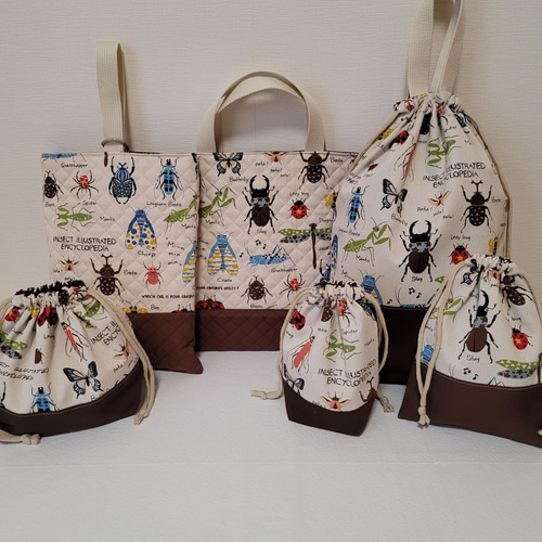 あめ様専用 小花柄ピンク 入園入学 絵本袋 巾着袋 ハンドメイド