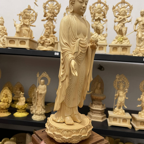 最高級　総檜材　仏教工芸　彩繪 本金 切金 仏師で仕上げ品　倶利伽羅不動三尊立像 仏教工芸品 彩繪 本金 切金 木彫仏教 仏師で仕上げ品 倶利伽羅