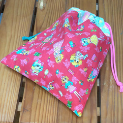 入園入学　巾着袋　コップ袋　給食袋　女の子　レトロガール　ピンクス　パッチワーク　pinks　お名前テープ 2枚目の画像