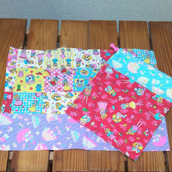 入園入学　巾着袋　コップ袋　給食袋　女の子　レトロガール　ピンクス　パッチワーク　pinks　お名前テープ 5枚目の画像