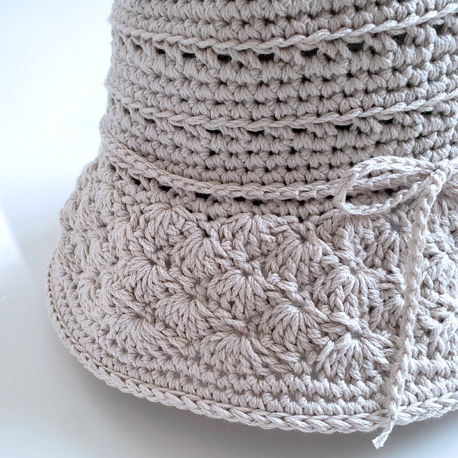 ＊cotton100% crochet hat＊シェル模様の手編みコットンハット　3色