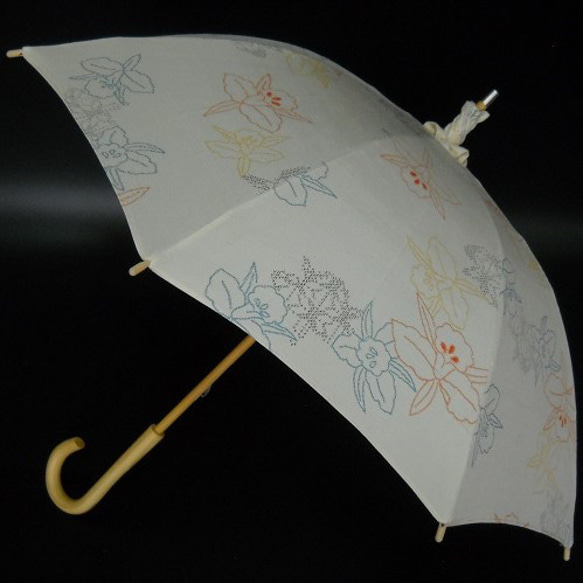 ＊母の日セール＊  越後紬の日傘「華の宴（はなのうたげ）」 2枚目の画像