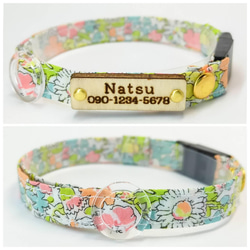 【大利拉·【卡文迪許】3g Liberty Fabric Floral Cat Small Dog Collar Lost Ta 第2張的照片