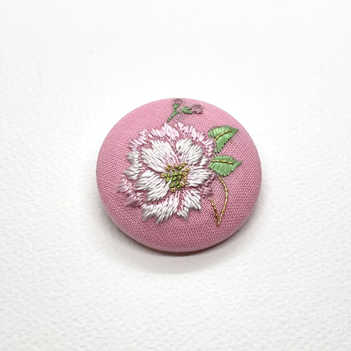 八重桜 刺繍ブローチ 絹糸と金糸の日本刺繍 ブローチ りん 通販