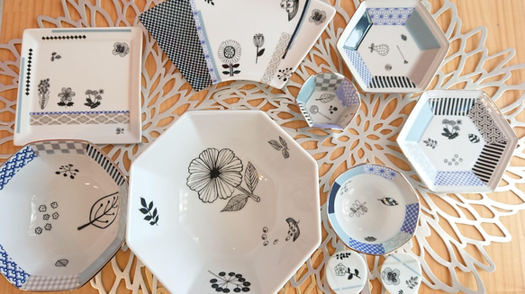 【扇型中皿】北欧柄と和の調和を愉しむ食器シリーズ 9枚目の画像